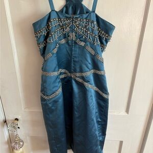 Badgley Mischka Blue Satin Dress